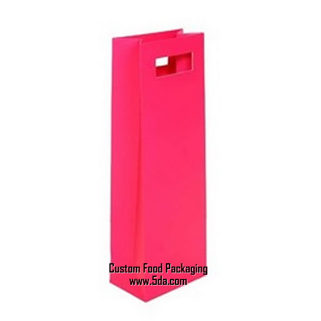Fuchsia Color Single Bottle Rectangle Wine Carry Bag for Lady Drinking