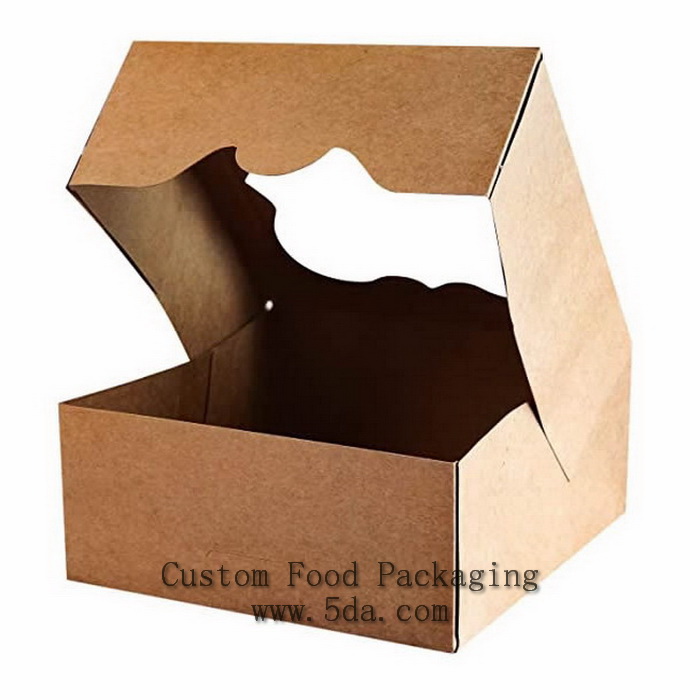 Brown Bakery Boxes with PVC Window for Pie and Cookies Boxes