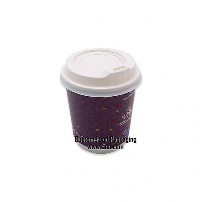 Disposable Double Wall Paper Coffee Cup with Lid (Thickened Paper Style)
