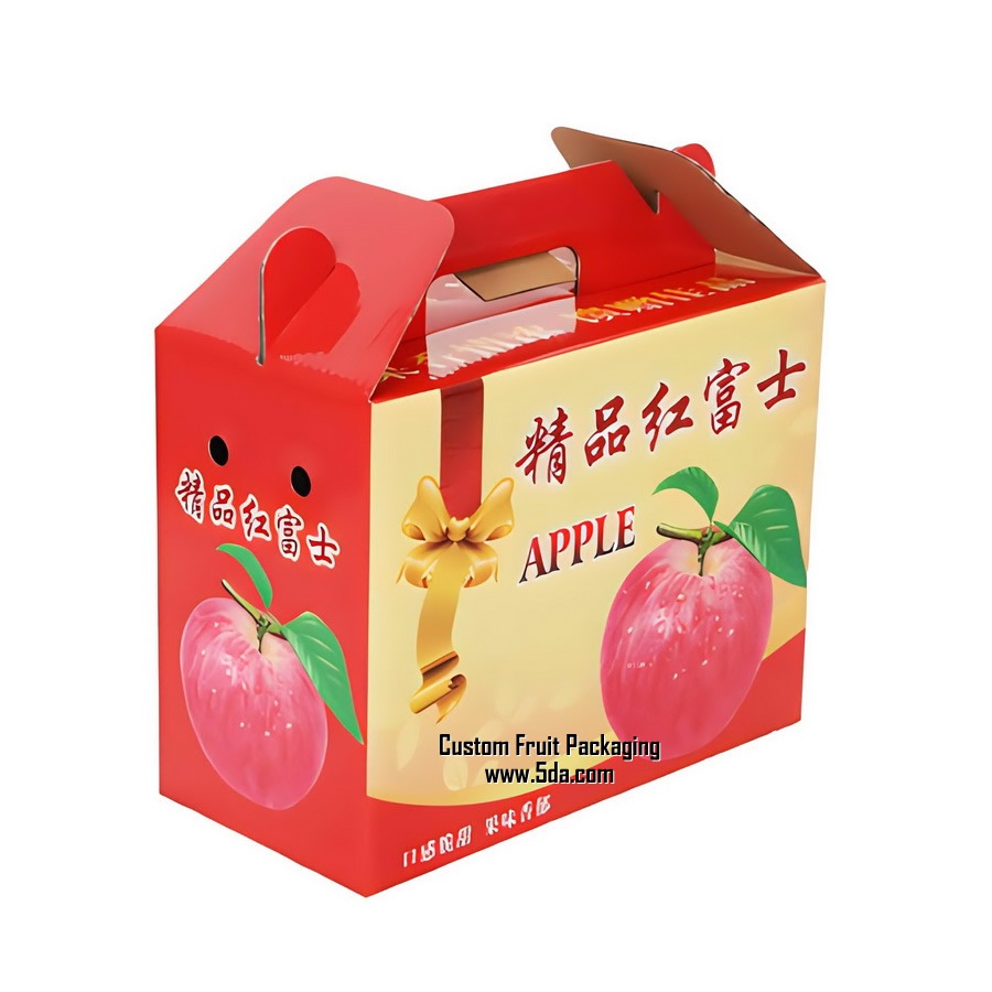 Customize Apple Fruit Gift Box with rope handle for Fresh Fruit Apple