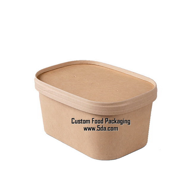 Disposable Kraft paper bowl Rectangular food container with lid