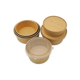 Customize Disposable kraft paper salad bowls with a round base, high walls, a PE lining W/O lid