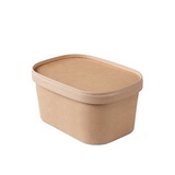 Disposable Kraft paper bowl Rectangular food container with lid
