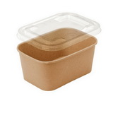 Disposable Rectangular Kraft Bowls,Paper Salad Bowls with Plastic Lids