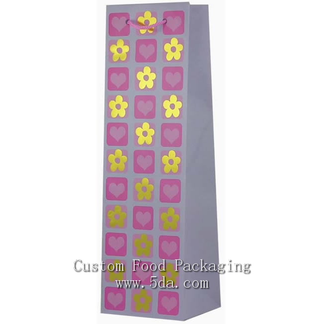 Custom Wine Bottle Bag with Golden Flower