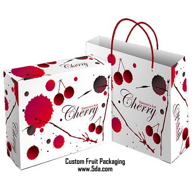 Custom Fresh Fruit Box with matched bag for Cherry