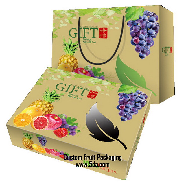 Custom Fresh Fruit Gift Box with Matched Paper Bag