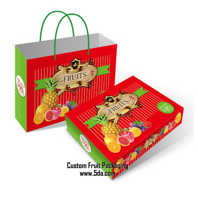 Custom Natural Fresh Fruit Gift Box with Matched Paper Bag