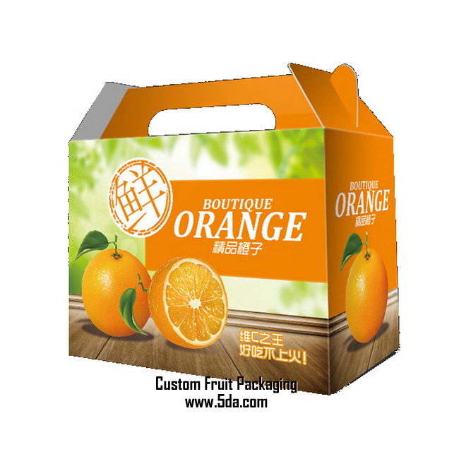 Custom Made Fruit Gift Box with die cut handle for Orange Custom Made Fruit Gift Box with die cut handle for Orange