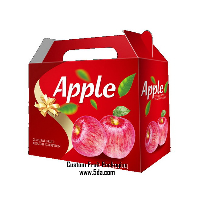 Custom Fruit Gift Box with Die Cut Handle for Packaging Apple