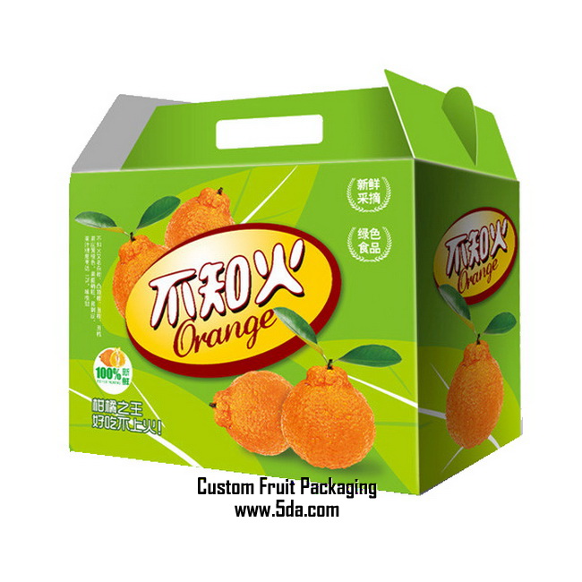 Custom Fruit Gift Box with die cut handle for Orange