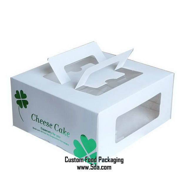 Take Away White Paper Brownies Box with PVC Window Take Away White Paper Brownies Box with PVC Window