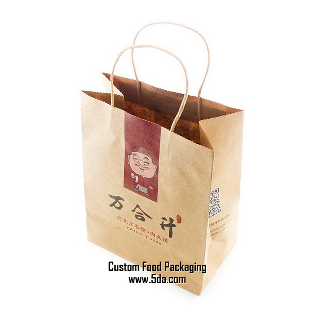 Natural Kraft Take out Paper bag with customize logo Natural Kraft Take out Paper bag with customize logo