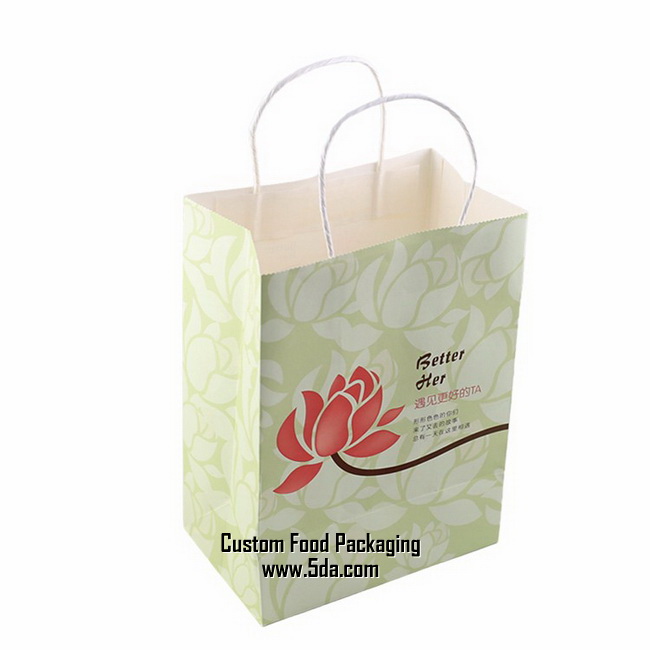 Custom carry out Paper bag with Handle for Restaurant