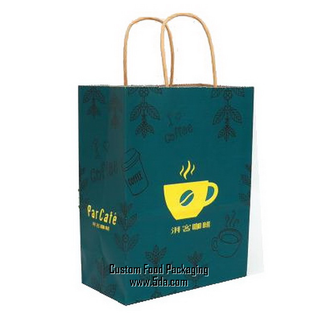 Custom Printing Take out Paper bag with handle For coffee bar