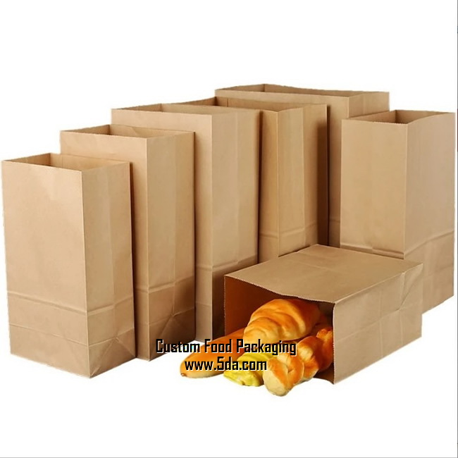 Custom Brown Kraft Food Grease proof Paper Bag,Packaging Storage Paper Bags,Takeout Food Packaging