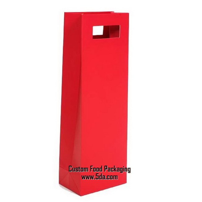 Red Single Bottle Wine Carry Bag with Die Cut Handle Red Single Bottle Wine Carry Bag with Die Cut Handle