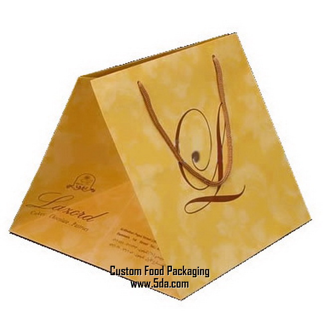 Custom Luxury Wide Gusset Paper Bag with logo for Cake Box