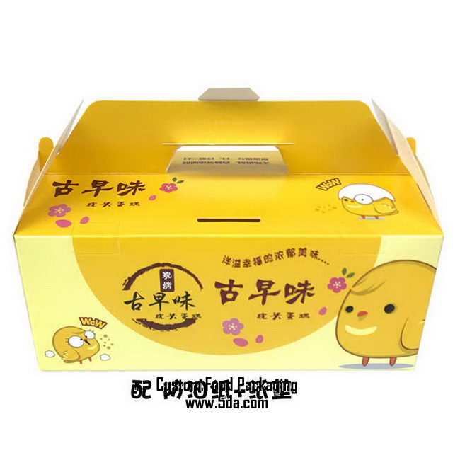 Customized disposable Food Grade Cake Food Packaging Paper Box with Handle