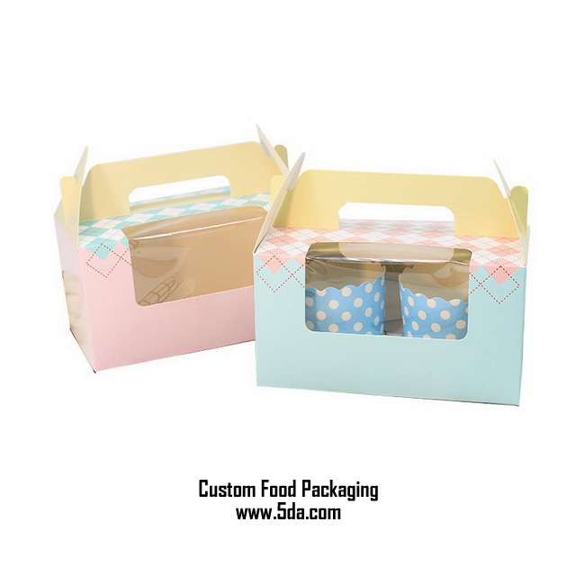 Custom Printed Transparent CupCake Boxes with Handle Custom Printed Transparent CupCake Boxes with Handle