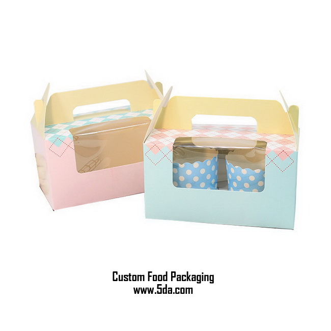 Custom Printed Transparent CupCake Boxes with Handle