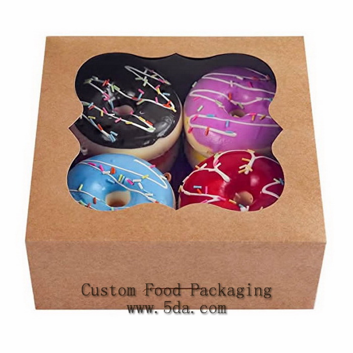 Brown Bakery Boxes with PVC Window for Pie and Cookies Boxes