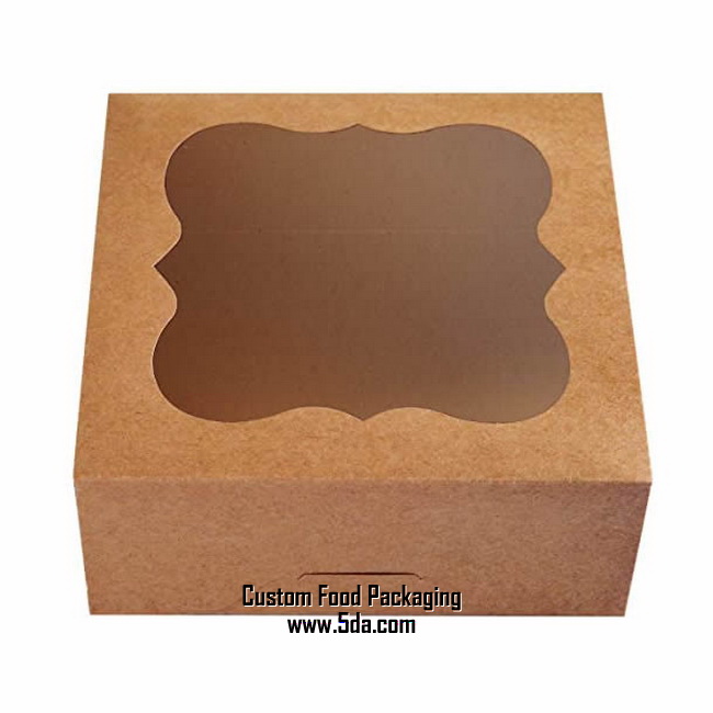 Brown Bakery Boxes with PVC Window for Pie and Cookies Boxes