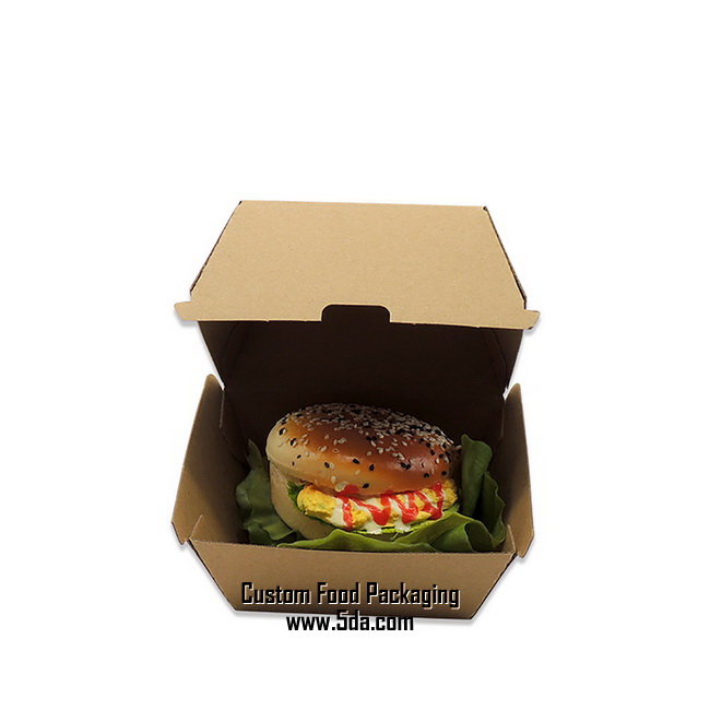Eco Friendly Compostable Kraft Paper Burger Hamburger Box