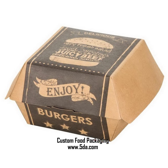 OEM Customized Kraft Paper Fast Food Hamburger Clamshell Packaging Box