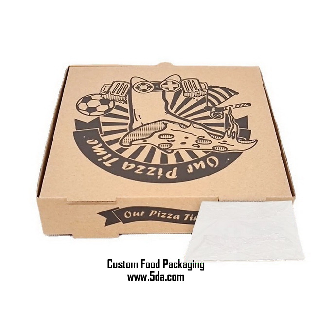 Custom Pizza Boxes (Takeaway Pizza to Go Food Container Box) with Greaseproof Paper Custom Pizza Boxes (Takeaway Pizza to Go Food Container Box) with Greaseproof Paper