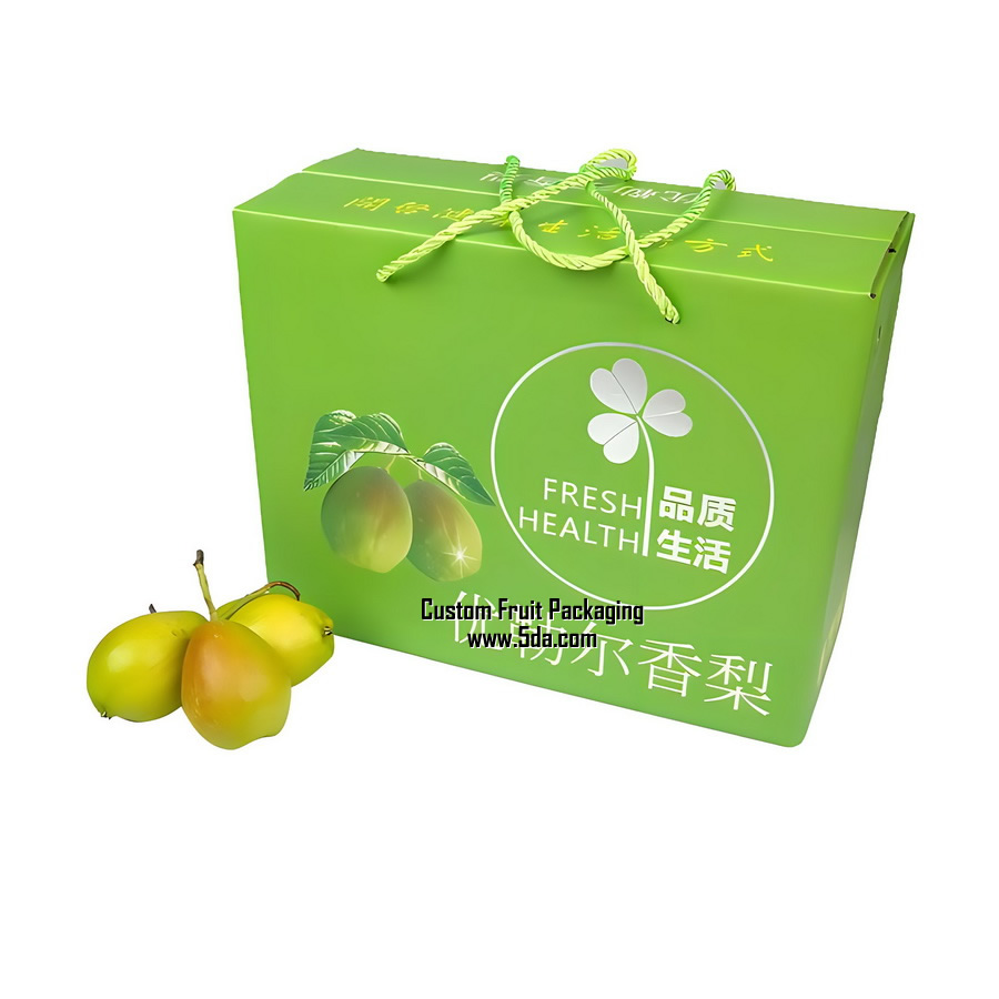 Custom Pear Fruit Gift Box with rope handle Custom Pear Fruit Gift Box with rope handle