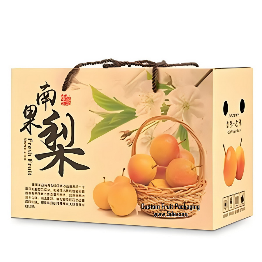 Custom Pear Fruit Box with rope handle for Fresh Pear Custom Pear Fruit Box with rope handle for Fresh Pear