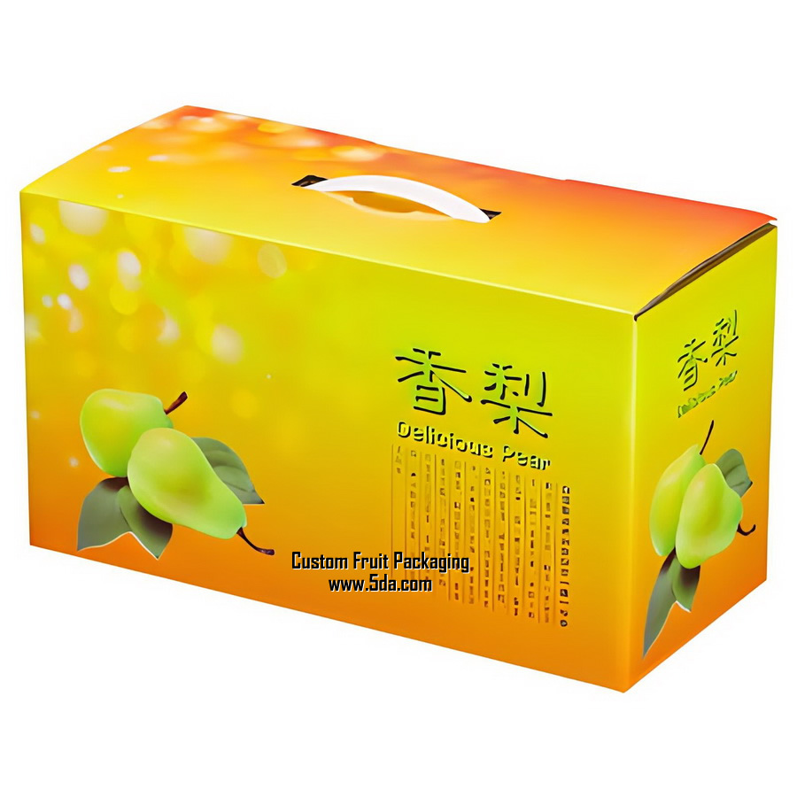 Customize Fruit Gift Box with plastic handle for Fresh Fruit Pear