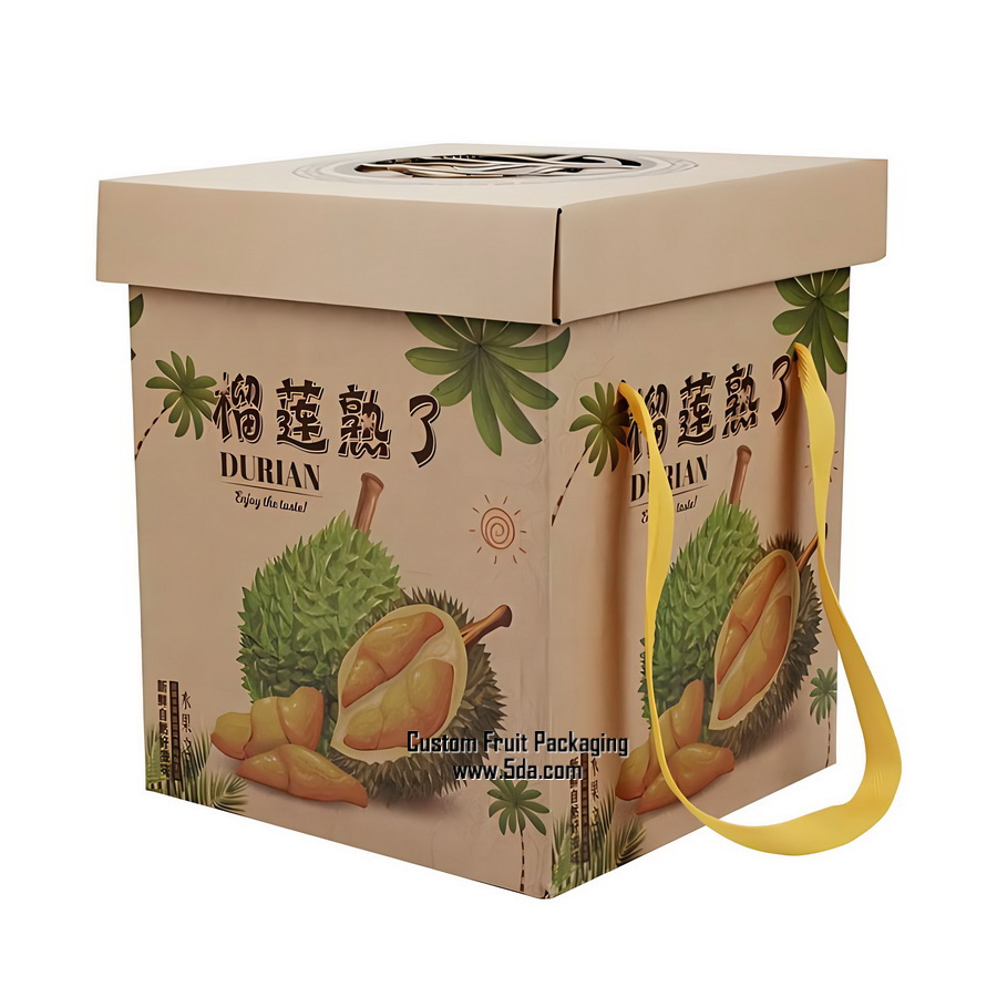 Custom Printed Durian Gift Box with Rope for MonThong Durian Musang King Durian