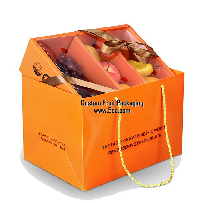 Customize Luxury Fruit Gift Box with PVC Lid with paper gift bag Customize Luxury Fruit Gift Box with PVC Lid with paper gift bag