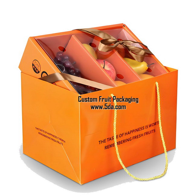 Customize Luxury Fruit Gift Box with PVC Lid with paper gift bag