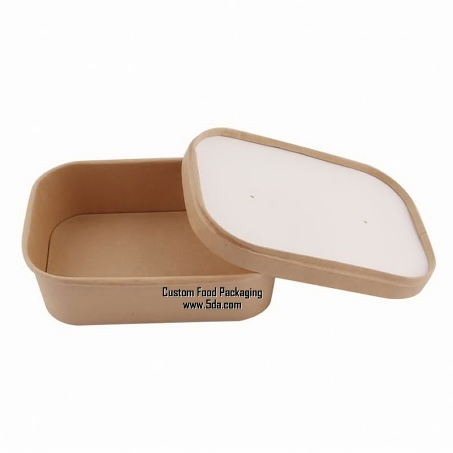 Disposable Kraft Paper Bowl with white lid