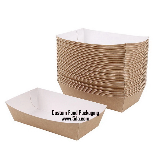 Customized Kraft Paper Boat Disposable Chicken Nuggets French Fries Chips Hot Dog Paper Food Box