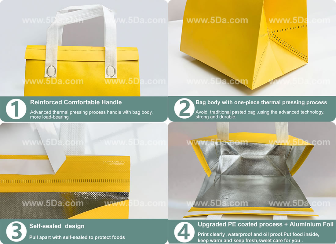 Custom Ultrasonic Non Woven Cooler Bag for Take-out Food Packing